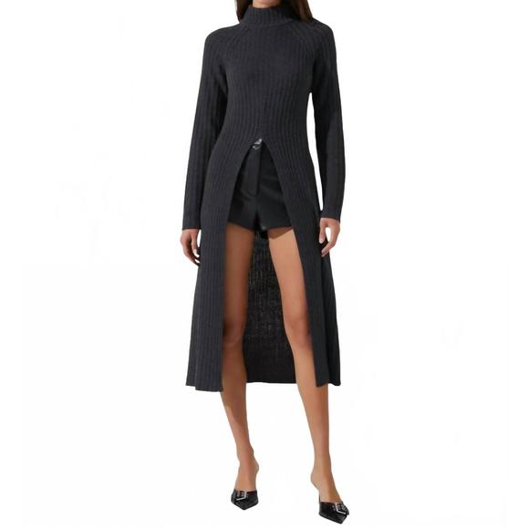 NEW ASTR estilo long sleeve turtle neck sweater in charcoal - Picture 1 of 7